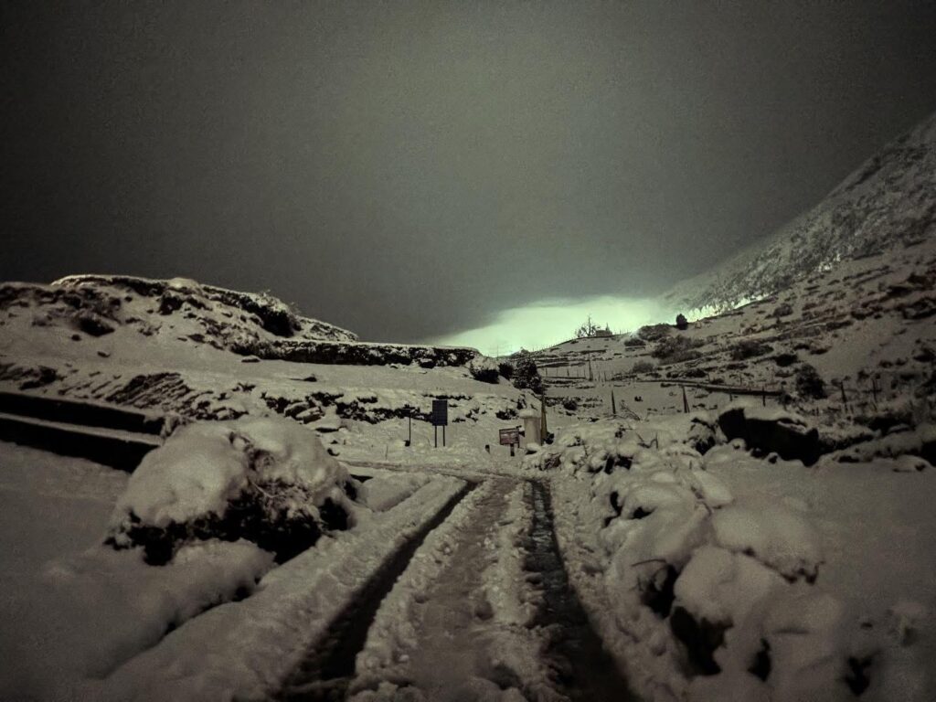 Manang valley with snow